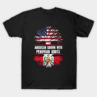 American Grown with Peruvian Roots USA Flag T-Shirt